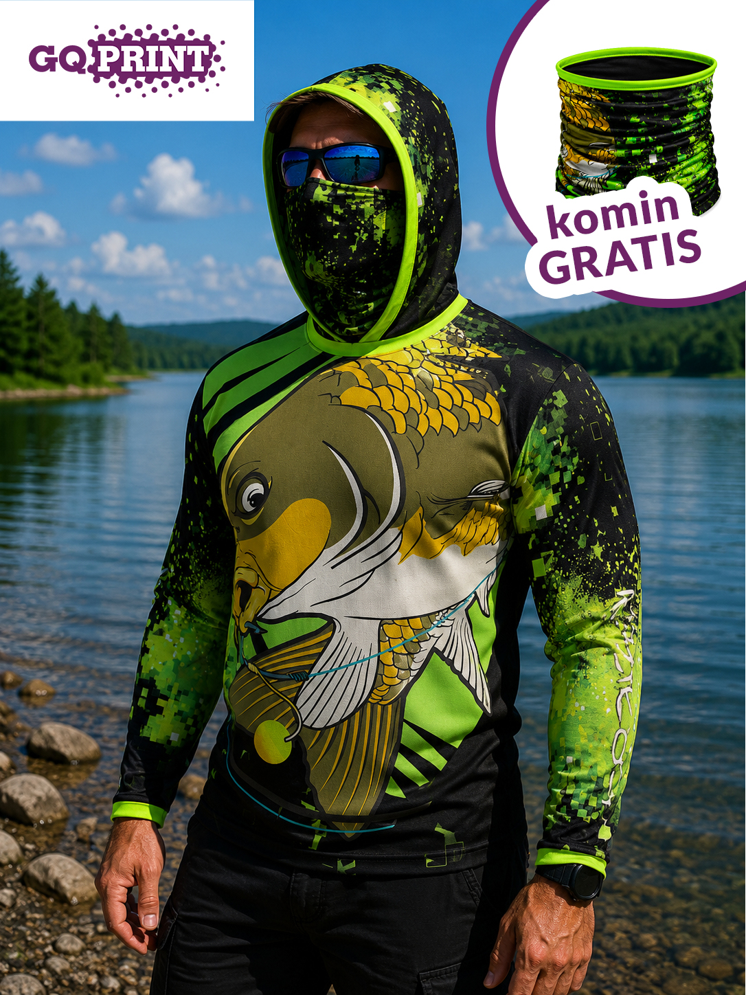 Karp Koszulka Cartoon Carp UV + Komin