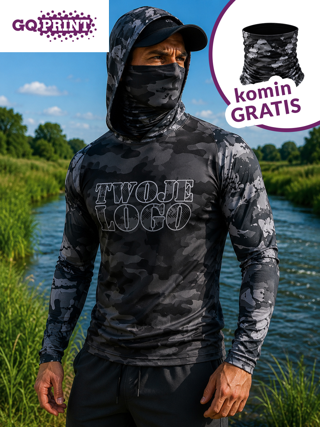 Pstrąg Koszulka Gray Camuflage