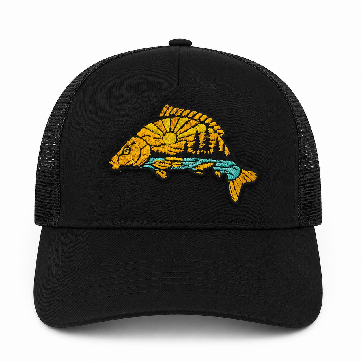 Czapki z haftem Czapka Snapback Trucker z haftem wędkarskim Karp - 5-panelowa, bawełna, poliester, One Size