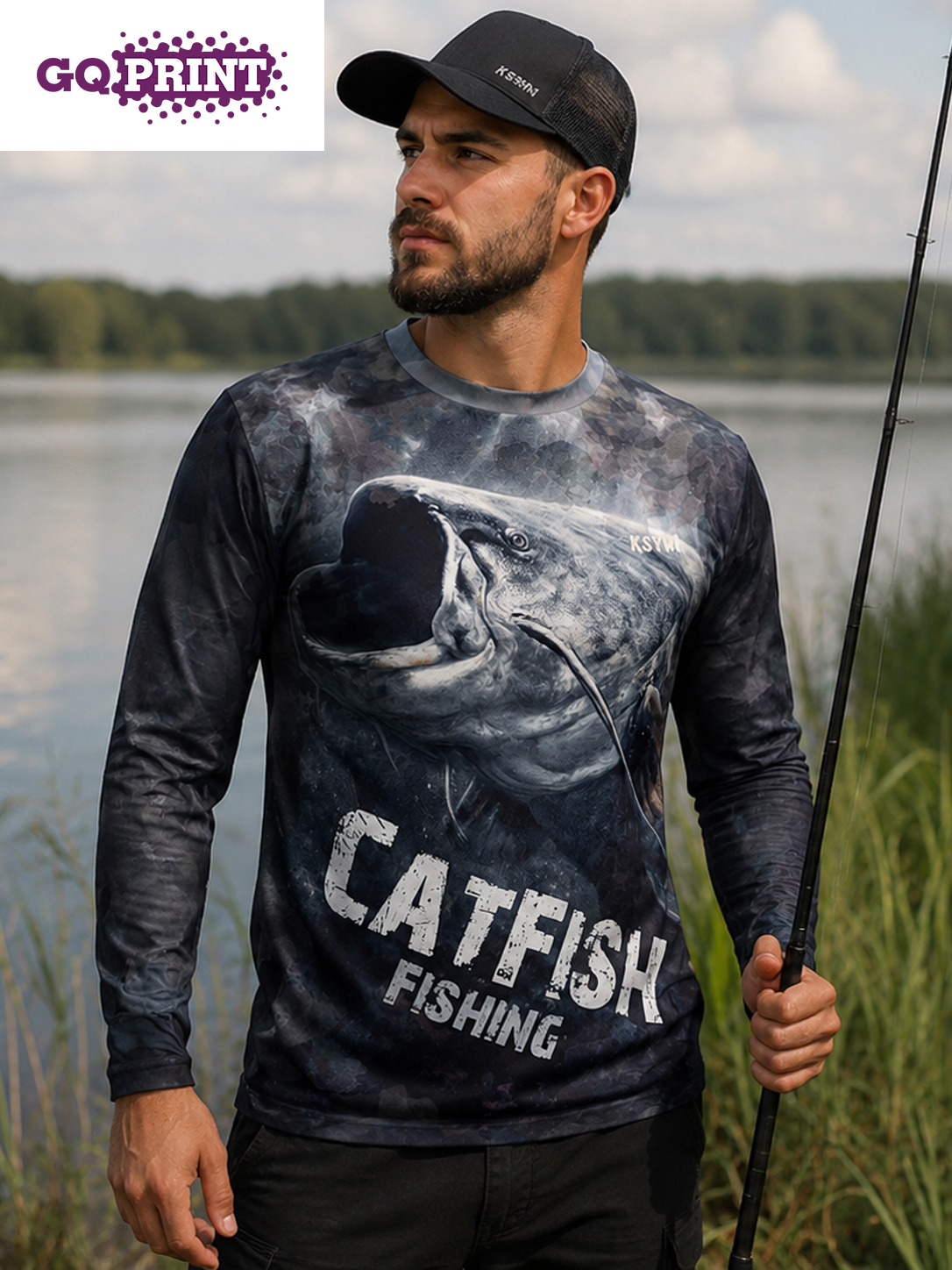 Sum Catfish Fishing  Koszulka zawodnicza wędkarska z sumem