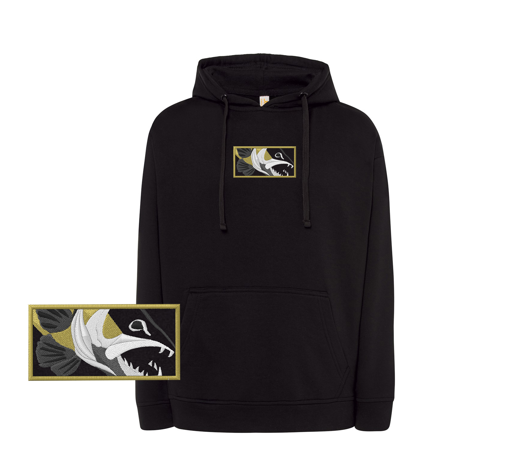Bluza kangurka bawełna Czarna Bluza z Haftem Sandacza