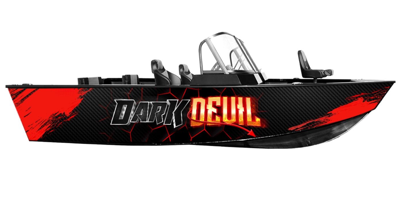 Okleiny na łodzie grafika na łódkę Dark Devil