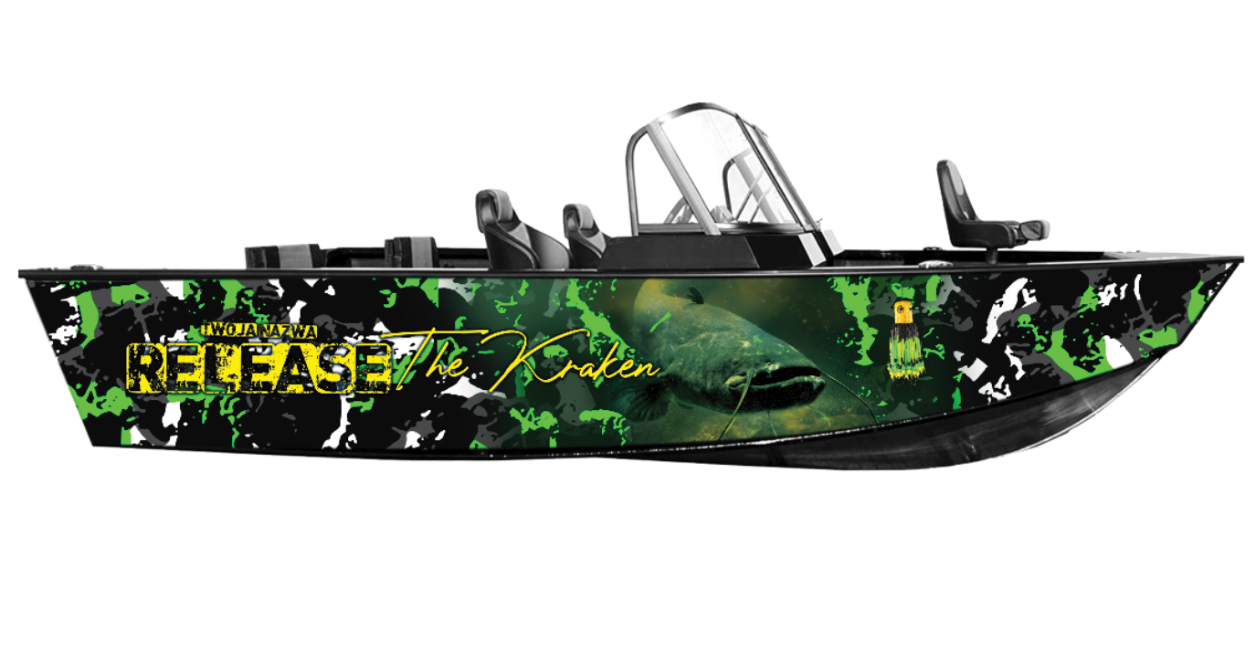 Okleiny na łodzie Release the Kraken Okleina Łodzi