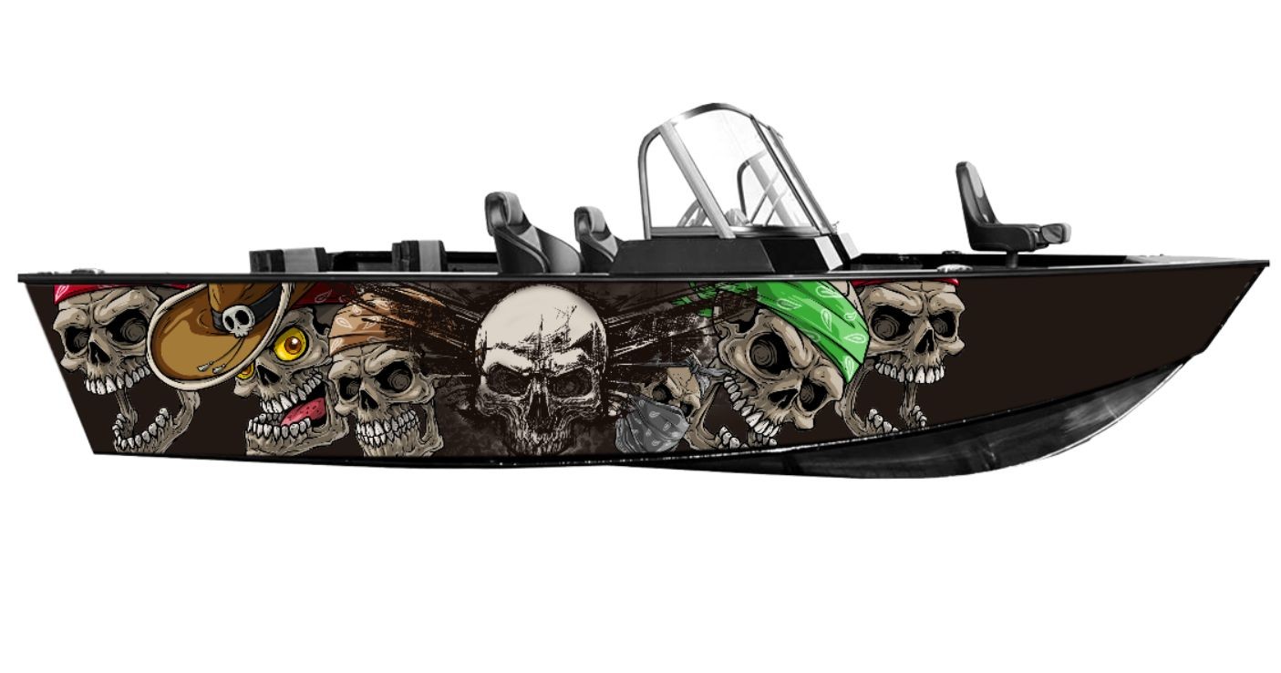 Okleiny na łodzie Okleina na łódź Cartoon Skull