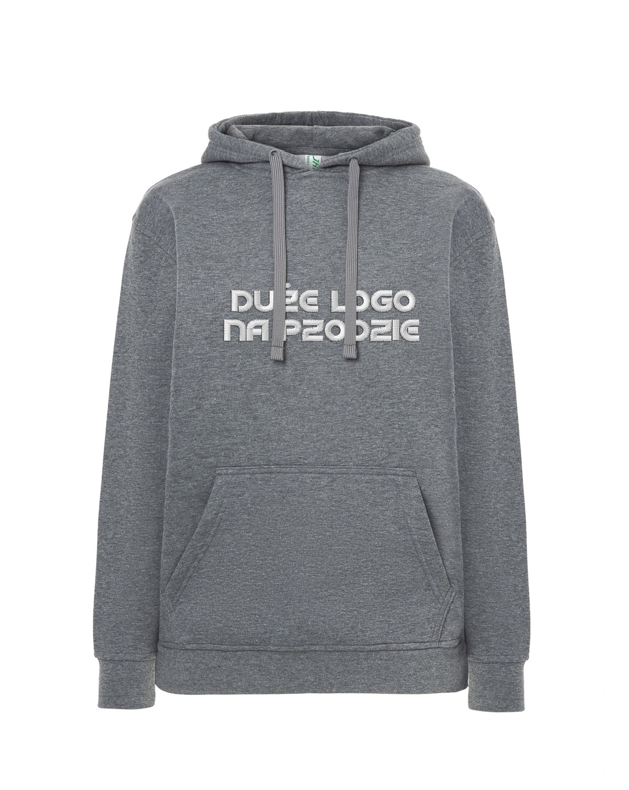 Bluza kangurka bawełna Szara Bluza z Haftem