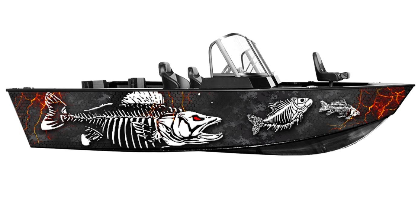 Okleiny na łodzie Fishbone Fishing - grafika na łódkę