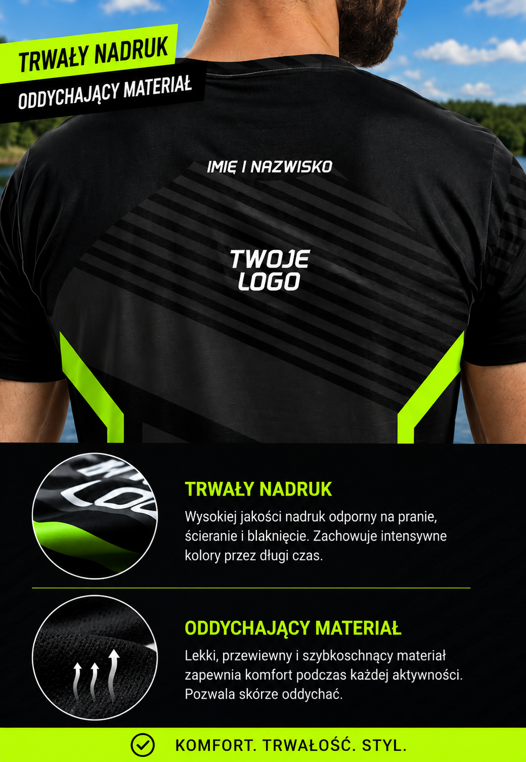 T-shirt Wędkarski Universalny Sport Green