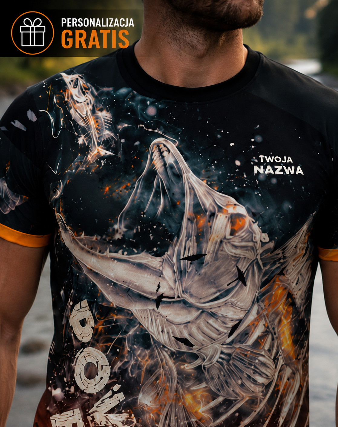 T-shirt Męski Wędkarski z motywem szczupaka - Power Pike