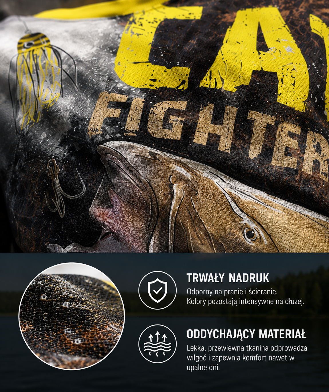 Koszulka z krótkim rękawem Męska dla wędkarzy z motywem suma - Catfish Fighters