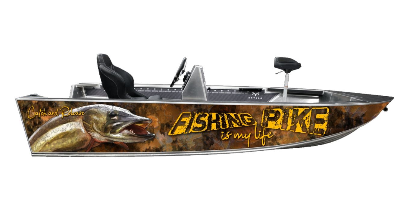 Pike Fishing - grafika ze szczupakiem na łódź