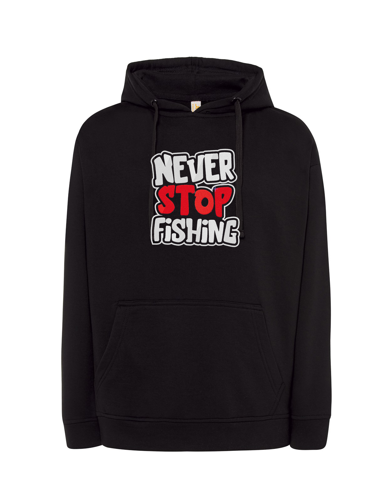Czarna Bluza z Haftem Never Stop Fishing