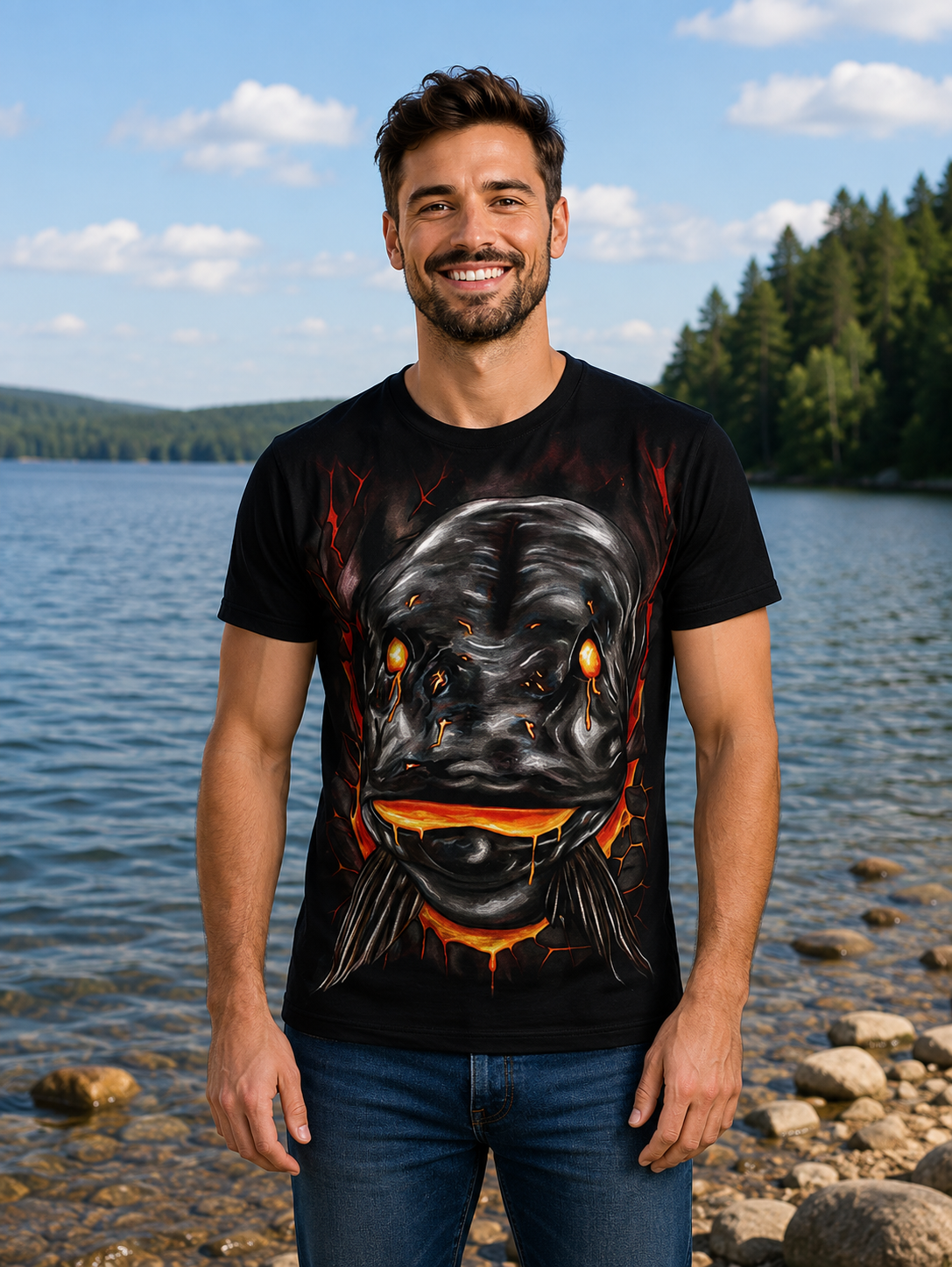 T-shirt wędkarski czarny dla spinningisty Pike From Hell - szczupak