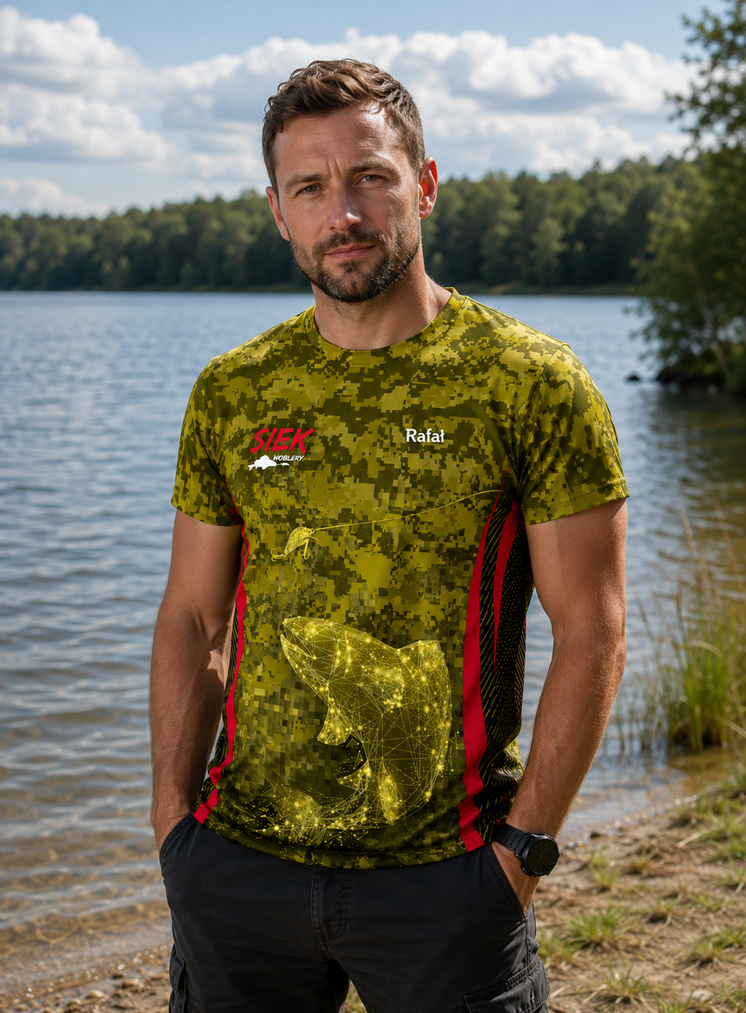 T-shirt Męski Siek Z Motywem Pstrąga