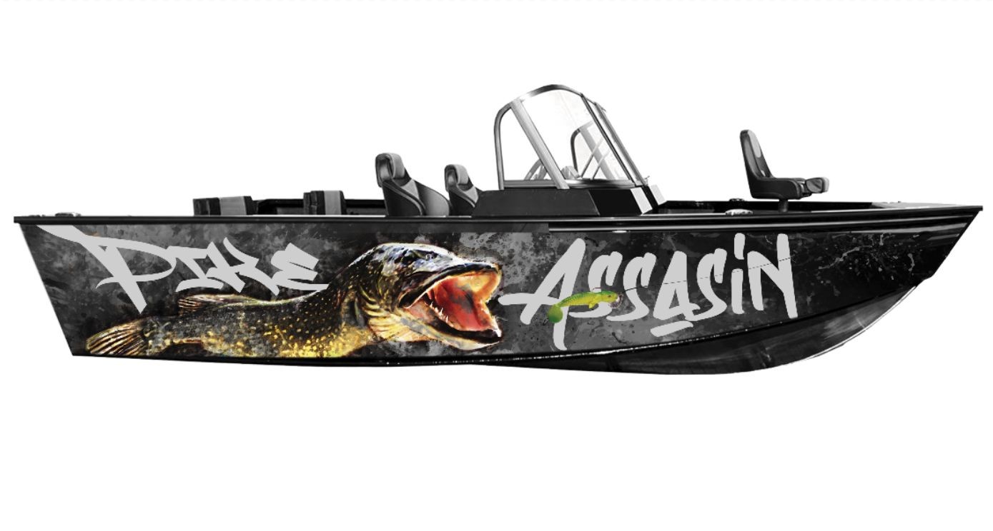 Pike Assasin - grafika szczupak na łódkę