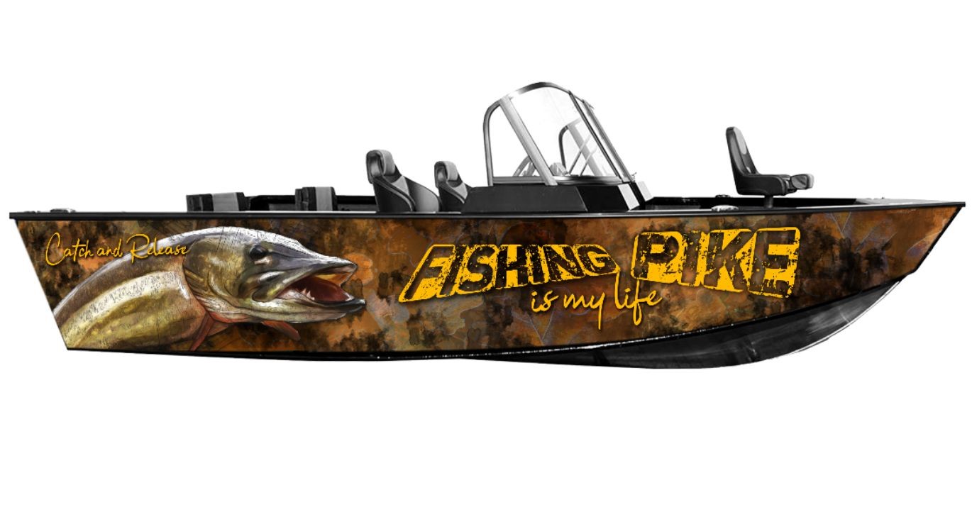 Pike Fishing - grafika ze szczupakiem na łódź